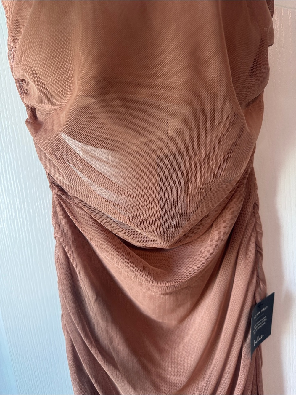 NWT Lulu's Mauve Brown Draped Spaghetti-Strap Midi Dress - Picture 3 of 4